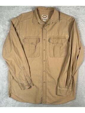 Vintage 80s Banana Republic Mens Safari Shirt Large Dark Khaki Mill Valley